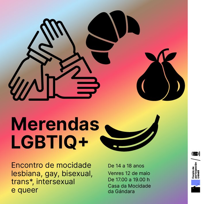 Este encontro desenvolverase mañá venres 12 de maio entre as 17:00 e as 19:00horas na Casa da Mocidade da Gándara.  Trátase de encontros destinados persoas LGBTIQ+ (gai, bisexual, trans, intersexula e queer), de entre 14 e 18 anos.
